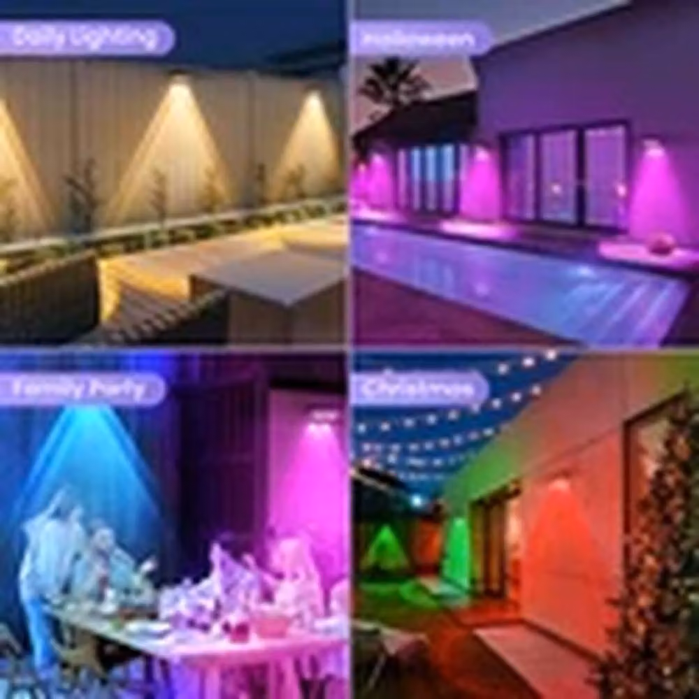 EONLION Pack of 4 Solar Powered LED Garden Wall Lights, Black Multicolour RGB Up and Down Lighting with Dusk Sensor, IP65 Waterproof – 2