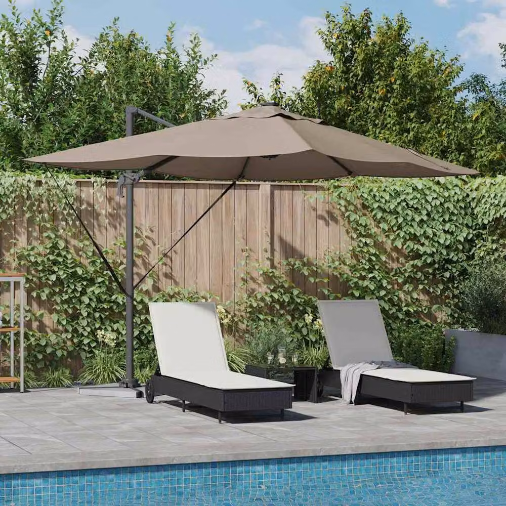 Berkfield Home Roma Cantilever Parasol with LEDs in Taupe, W/D/H: 352 x 251 x 265 cm – 2