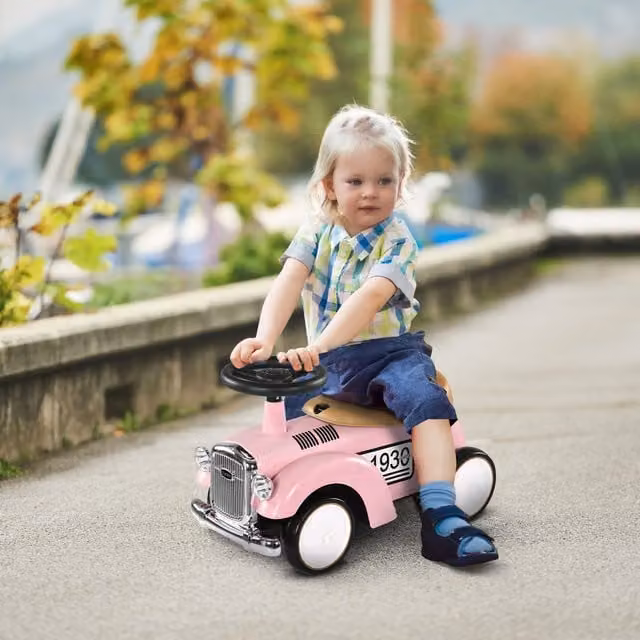 AIYAPLAY Pink Ride-On Car with Light and Sound for 12-36 Months