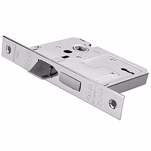 Loops 64mm 3 Lever Contract Sashlock with Square Forend in Nickel Plated Silver
