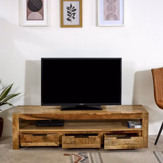 IH Design Rustic Brown Mango Wood Large TV Stand