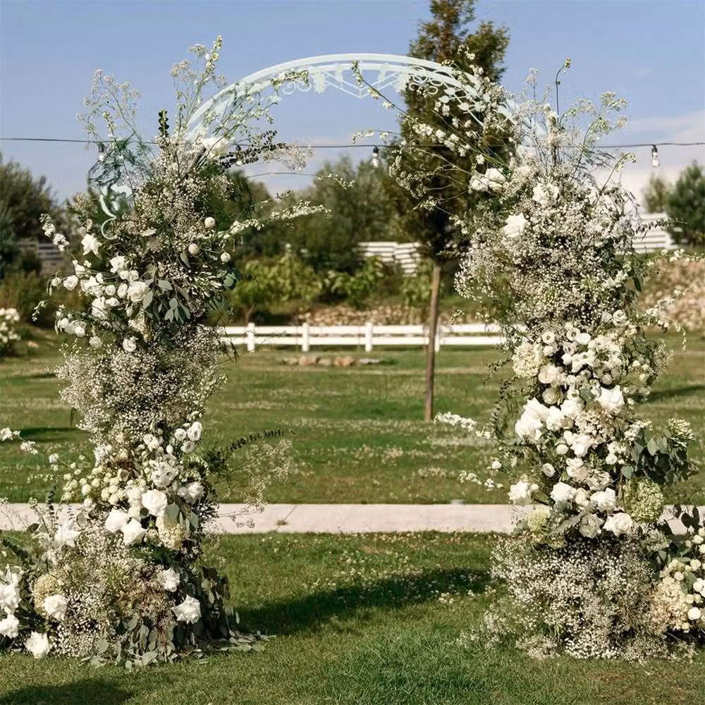 FLAVORA XXL Large Wedding Archway Backdrop in White, Modern Freestanding Metal Floral Garden Arch, W: 100 cm, D: 15 cm – 2