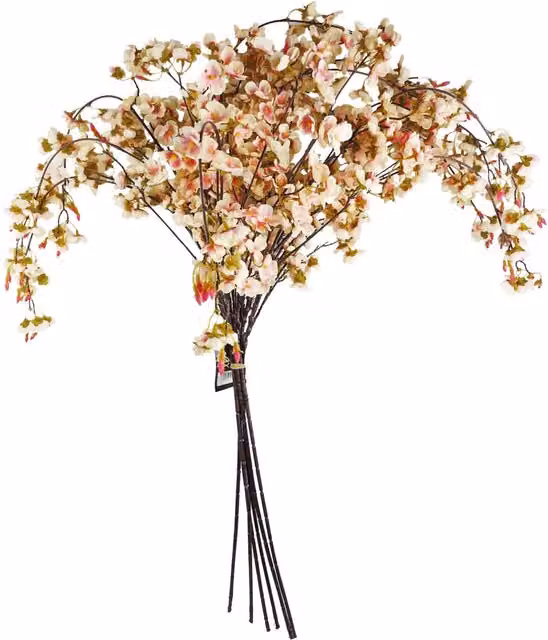 Leaf Pack of 6 Natural Pink Trailing Cherry Blossom Stems, 110 cm