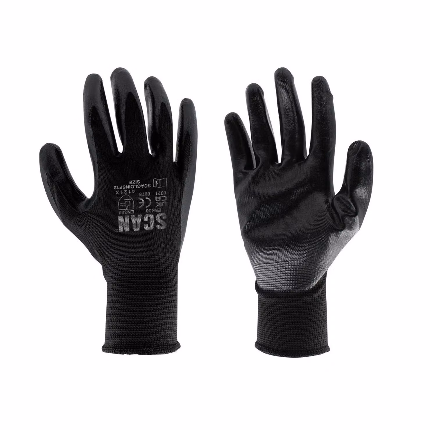 Scan Seamless Nitrile Inspection Gloves, Size: Large, Black and Multicolour, EN 388 Rated – 2
