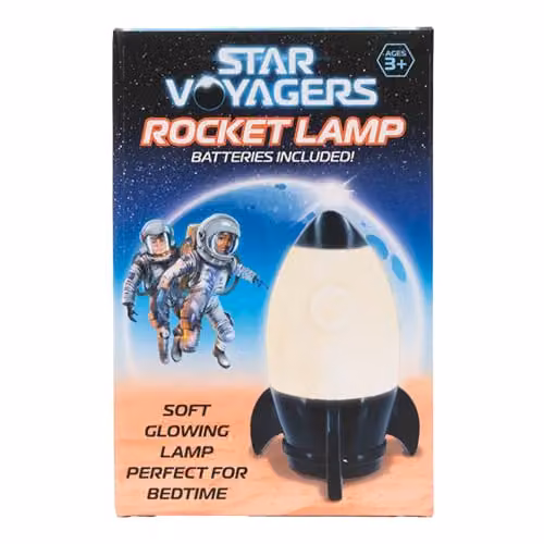KandyToys Space Voyagers Rocket Nursery Night Light in White, Battery Operated Warm White LED – 4