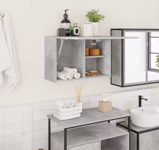 Berkfield Home Wall Mounted Bathroom Cabinet in Concrete Grey, W/D/H: 60 x 25 x 40 cm – 1