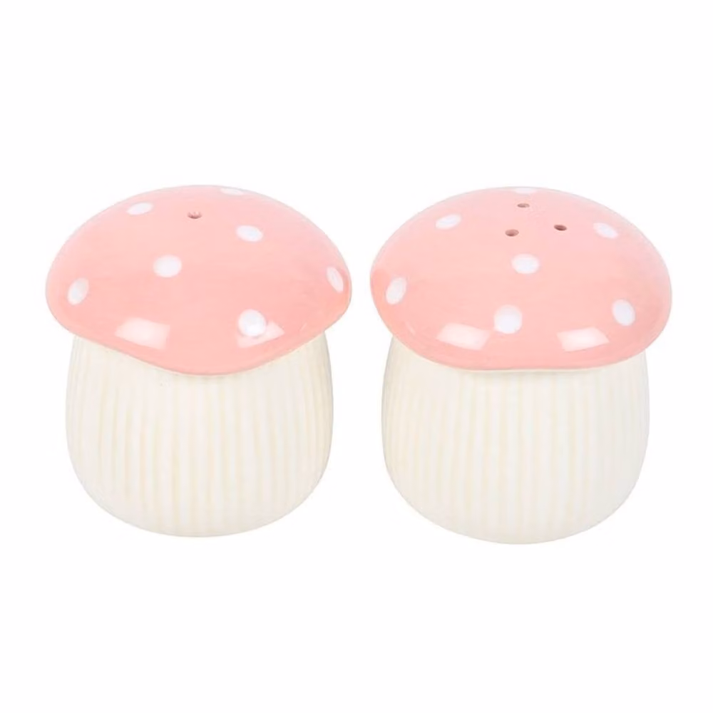 Uniqueful Pink Dotted Mushroom Ceramic Salt and Pepper Shakers – 2