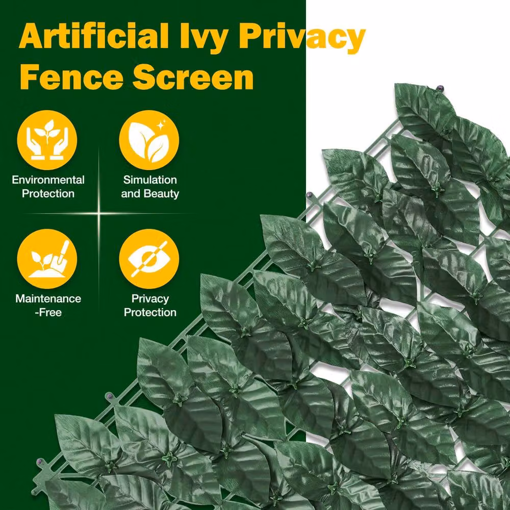 Dprodo Artificial Ivy Leaf Wall Screen, Green Floral Hedge Panel – 2