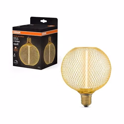 Osram Decorative LED Globe Filament Bulb, Warm White, 3.5 W, E27, Dimmable, Gold/Transparent – 1