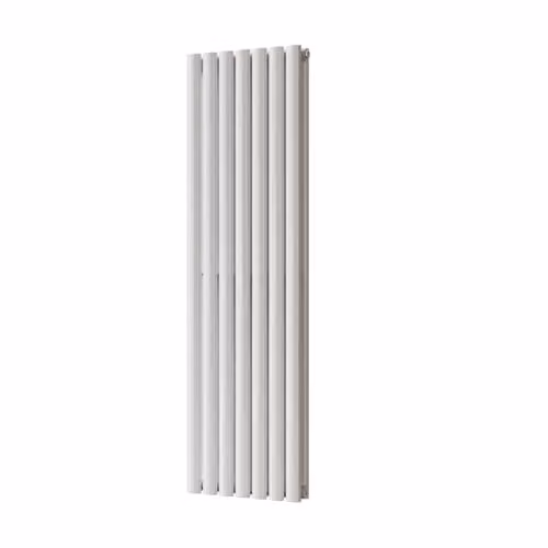 Omeara White Elliptical Tube Vertical Designer Radiator, W: 40.6 cm, H: 140 cm – 2
