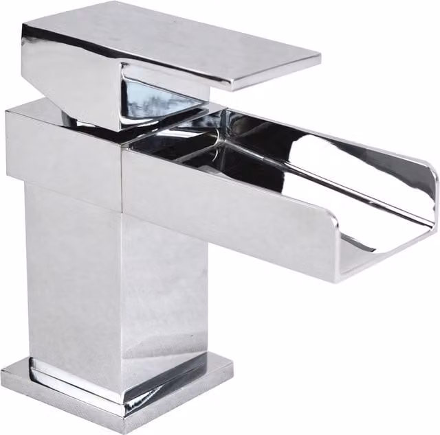 Nes Home Laura Brass Deck Mounted Waterfall Cloakroom Basin Mono Mixer Tap in Chrome Silver