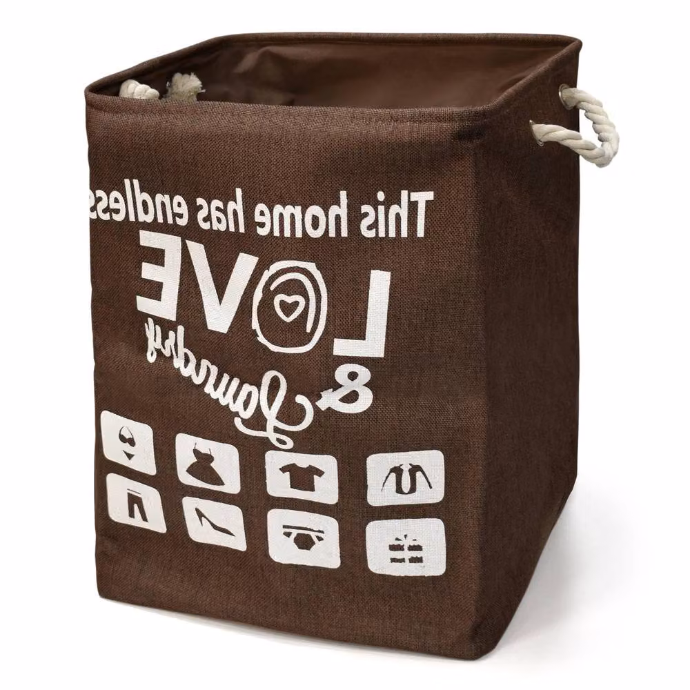 Velosso Love Brown Fabric Rectangular Laundry Bag and Basket – 2