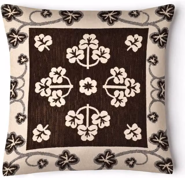Ashley Mills Chocolate Brown Classic Floral Chenille Pattern Filled Square Cushion, 43 x 43 cm
