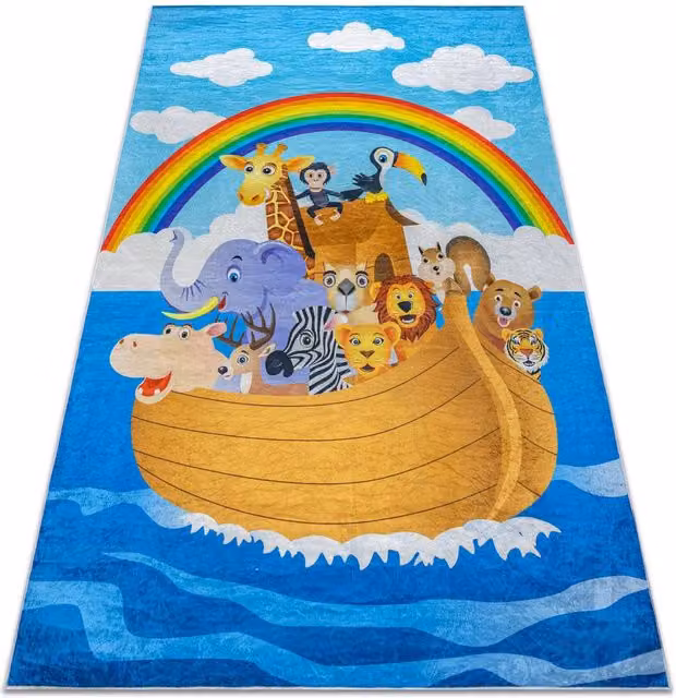 RugsX Bambino Kids Motif Rug in Blue and Multicolour, W: 120 cm, L: 170 cm