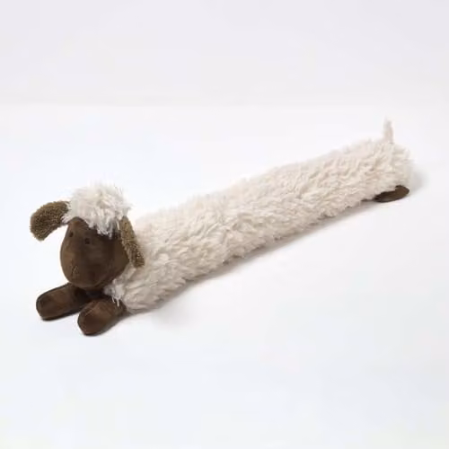HOMESCAPES Decorative Sheep Weighted Draft Excluder in Brown and White – 1
