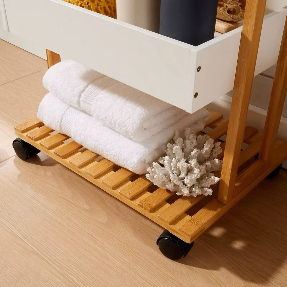 NESTLUNE 4 Tier White Lacquered Storage Trolley with Wheels for Kitchen, W/D/H: 40 x 30 x 87 cm – 3