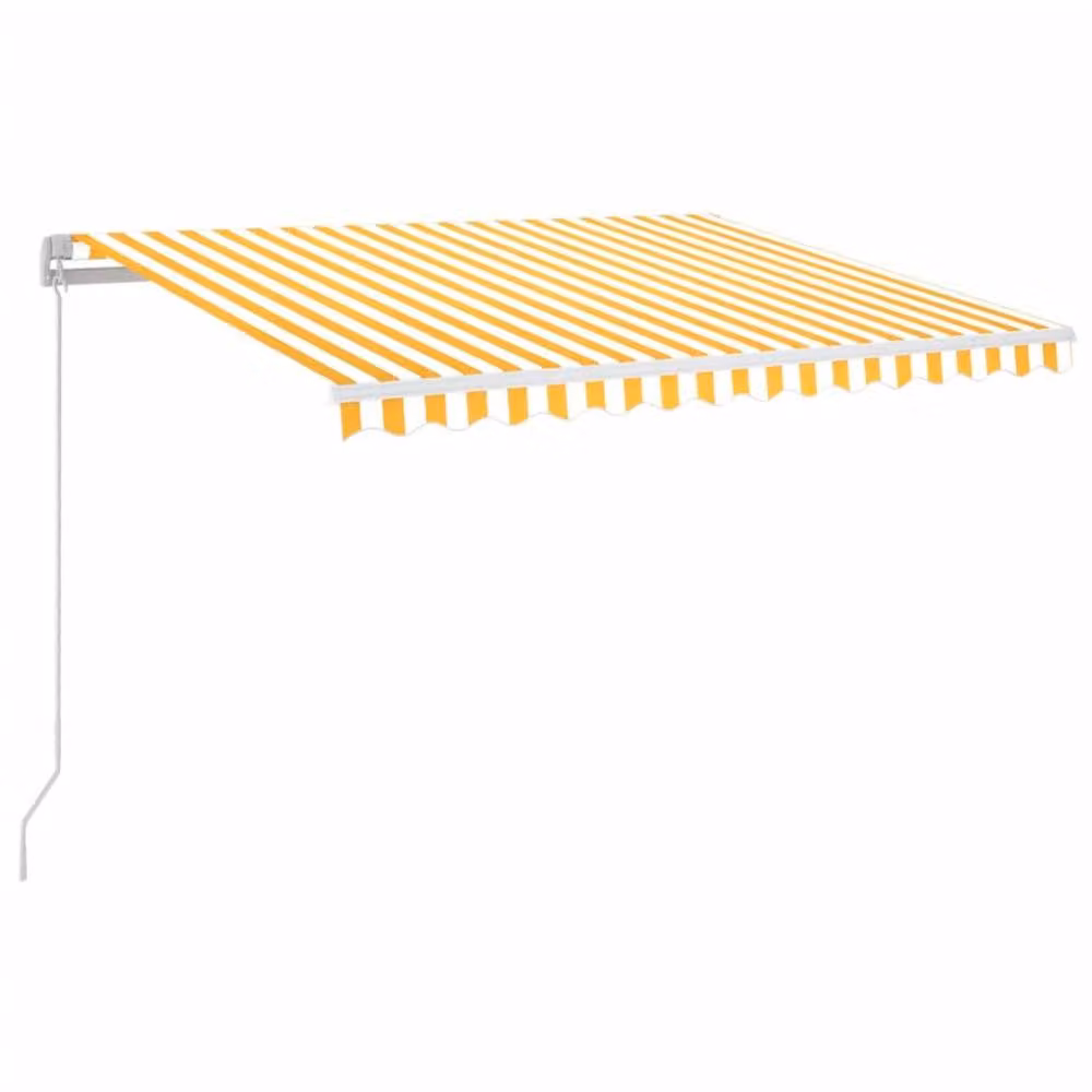 Berkfield Home Manual Retractable Awning with LED, Yellow and White, W: 350 cm, D: 250 cm – 2