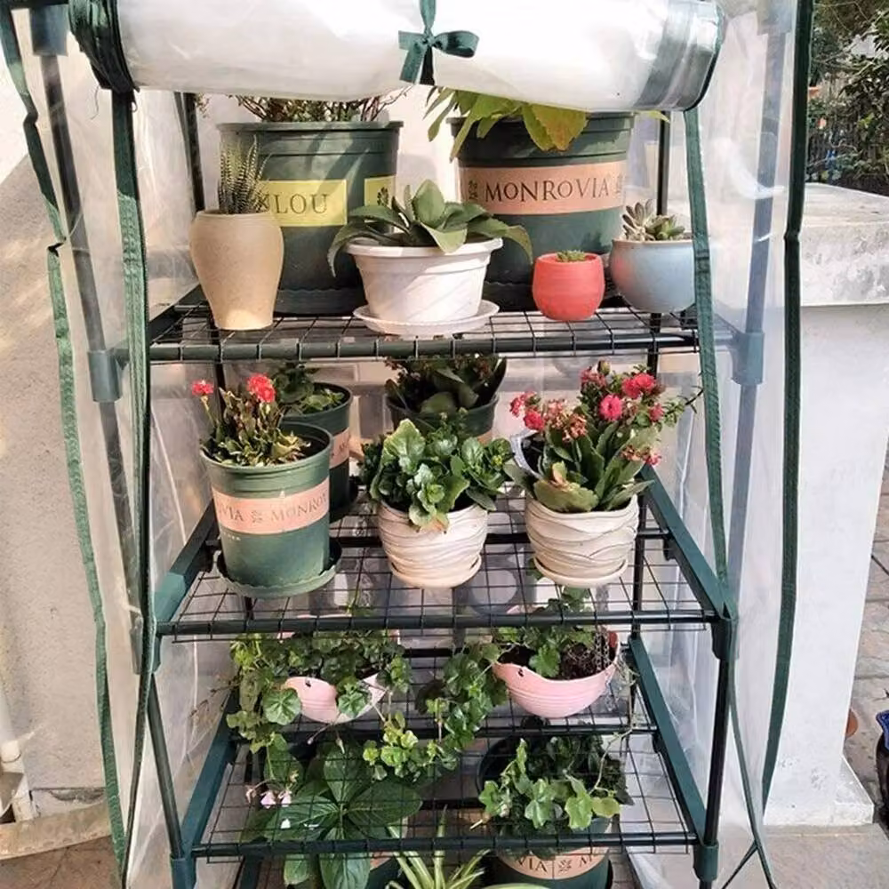 NESTLUNE 5-Tier Small Greenhouse Bag Garden Plant Cover in Green and Transparent, W/D/H: 100 x 15 x 15 cm – 3