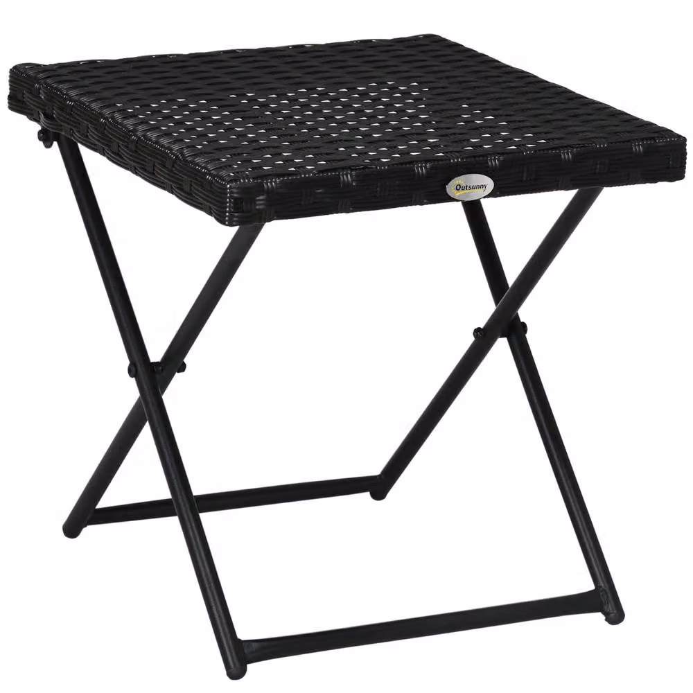 Wyld Haus Kenila Black Rattan Style Square Folding Garden Side Table W/D/H: 40 x 40 x 40 cm – 2