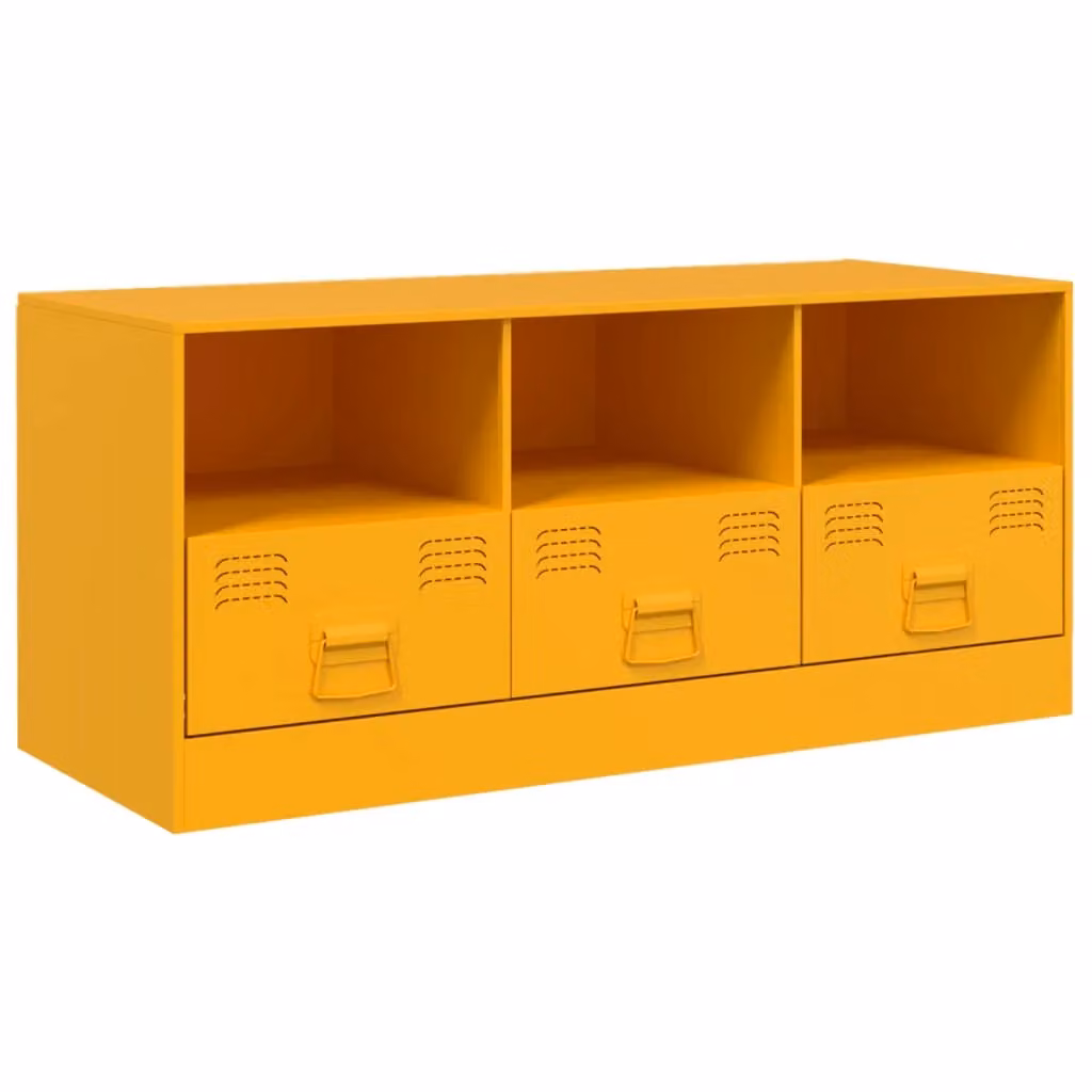 Berkfield Home Mustard Yellow Steel TV Cabinet W: 99 cm, D: 39 cm, H: 44 cm – 2
