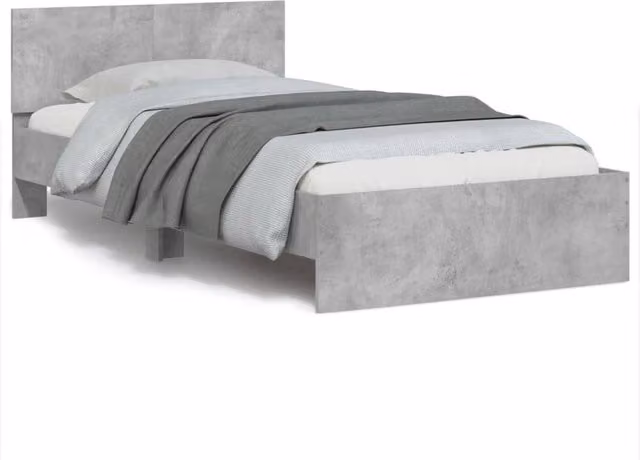 Berkfield Home Bed Frame with Headboard in Concrete Grey, W/D/H: 100 x 200 cm