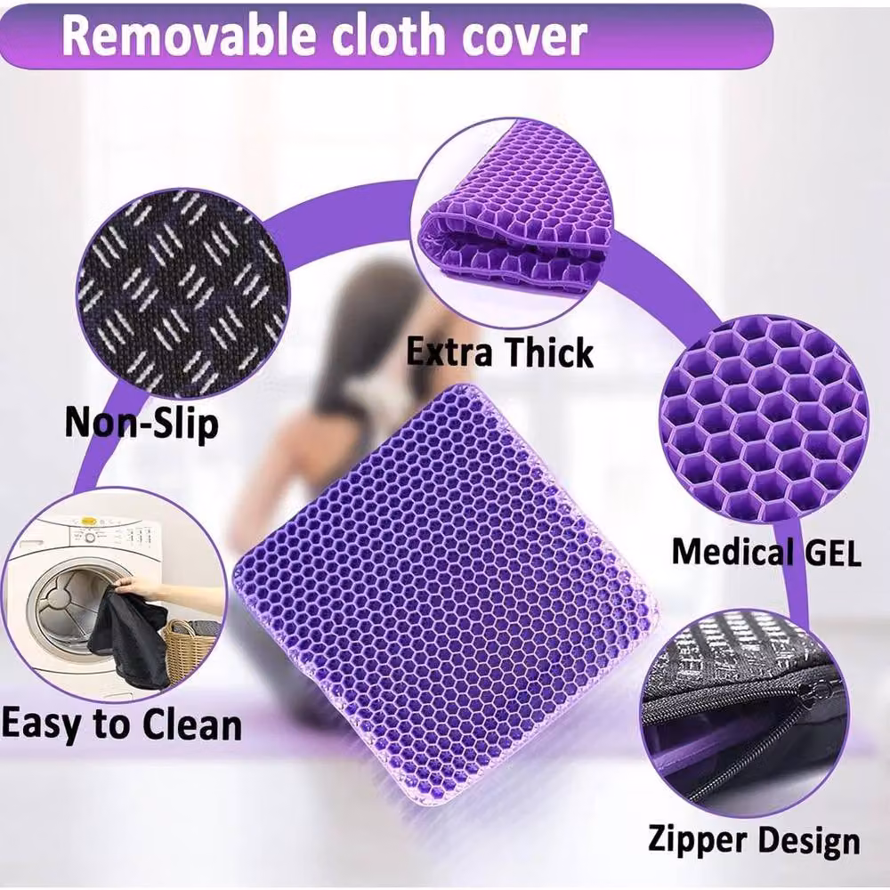 SPETLEK Honeycomb Breathable Gel Seat Cushion, Purple, W: 100 cm x D: 190 cm – 3