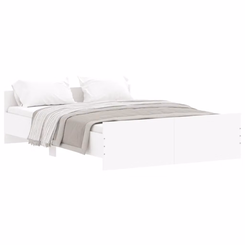 Berkfield Home Bed Frame with Headboard and Footboard in White, W/D/H: 140 x 190 cm – 2