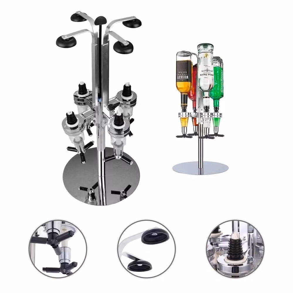 Havendro Silver Metal 4 Bottle Rotating Wall Mounted Bar Butler Drink Dispenser – 3