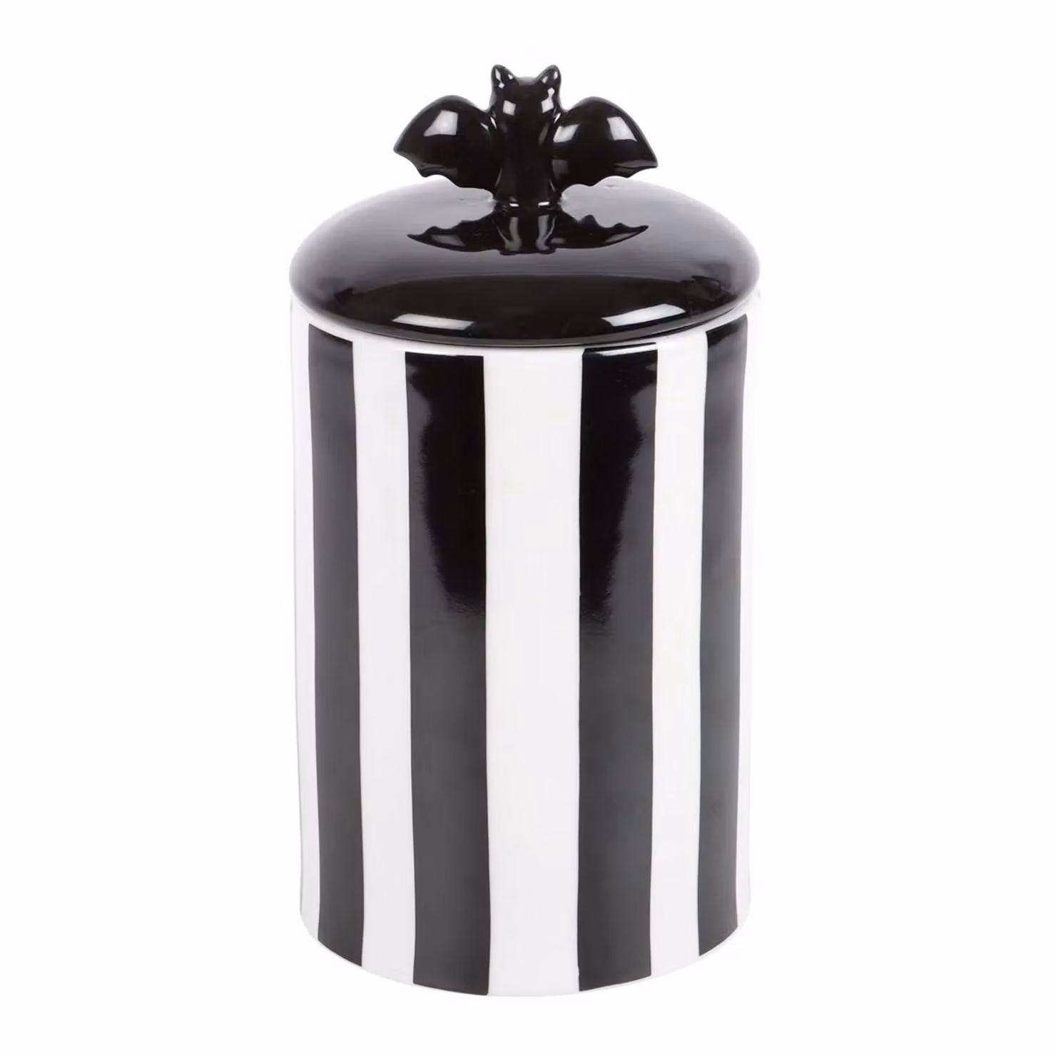 Something Different Striped Bat Ceramic Jar in Black, H: 20.5 cm, W: 10.7 cm, D: 10.7 cm – 2