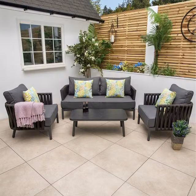 Bracken Outdoors Maldives Rope Lounge Sofa Garden Furniture Set in Anthracite Grey, W/D/H: 160.0 x 72.0 x 66.0 cm