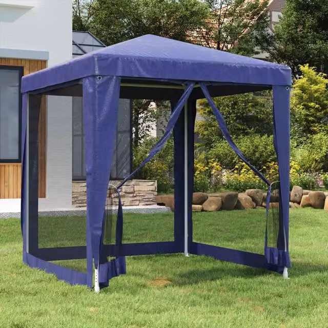 Berkfield Home Party Tent with 4 Mesh Sidewalls, Blue, W/D: 2 x 2 m – 1