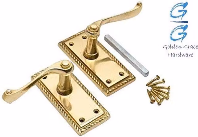 Golden Grace Polished Brass Georgian Lever Latch Door Handles in Gold