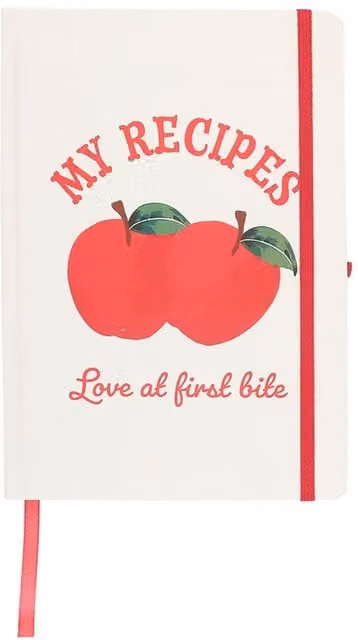Kingsbury Gifts My Recipes Apple Notebook with Pen, White, A5 Hardcover, Lined Paper