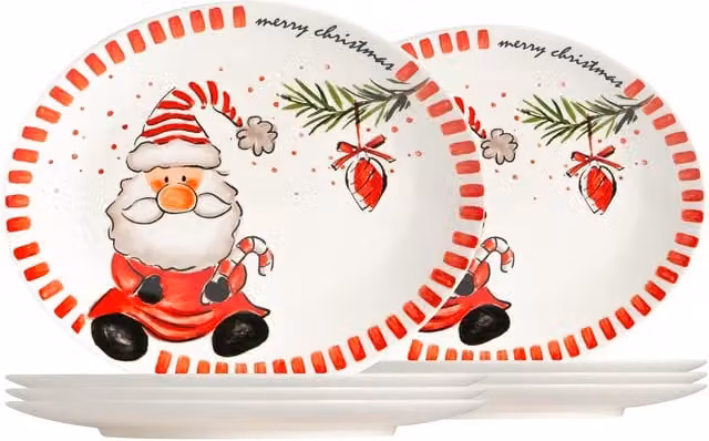 Nicola Spring Father Christmas Porcelain Serving Platter, White, W: 31 cm, D: 25.5 cm
