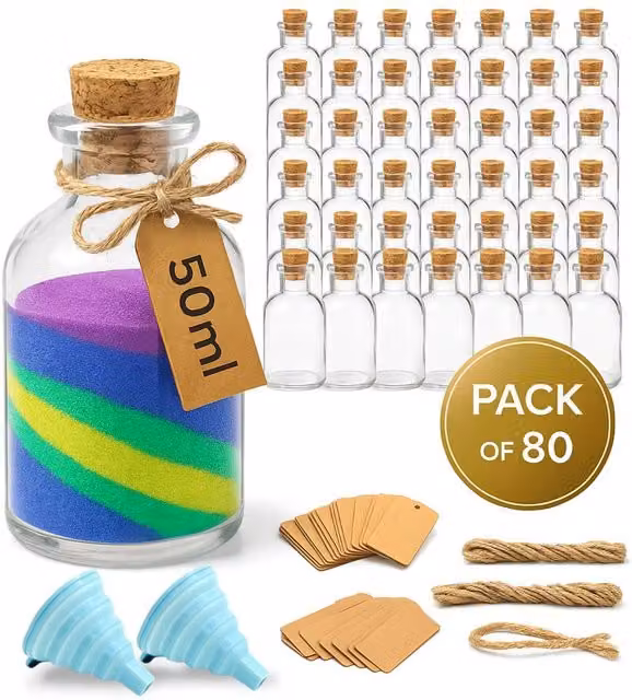 volila 30 Pack Small Clear Glass Bottles with Cork Stoppers, 50ml – 1