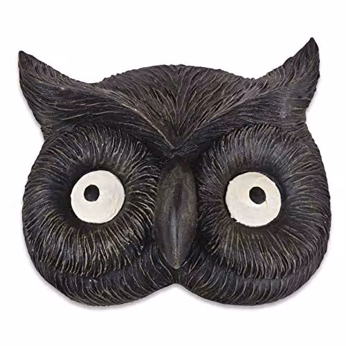 Burwells mysmartbuy Black Tawny Barn Owl Animal Sculpture, Polyresin Wall or Fence Decoration, H 16 x W 19 x D 4.5 cm
