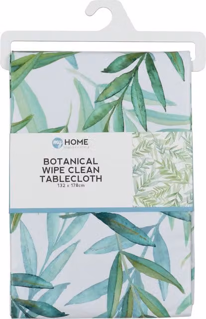 My Home Botanical Floral Wipe Clean PVC Tablecloth in Green