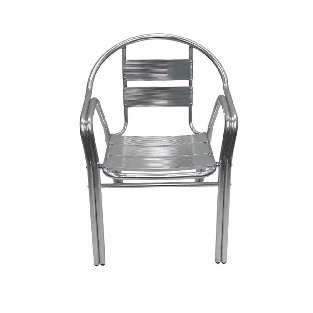 NESTLUNE 4-Piece Deluxe Silver Powder Coated Aluminium Garden Chair Set with Textilene Seating – 2