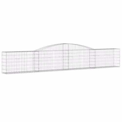 vidaXL Arched Gabion Baskets, 4 Piece Set, Silver Galvanised Steel, W: 400 cm, D: 30 cm, H: 60/80 cm – 1