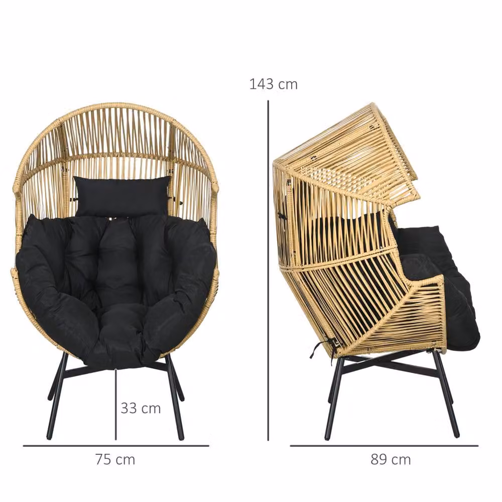 Wyld Haus Molaha Egg Chair in Sand and Black with Padded Cushion – 3
