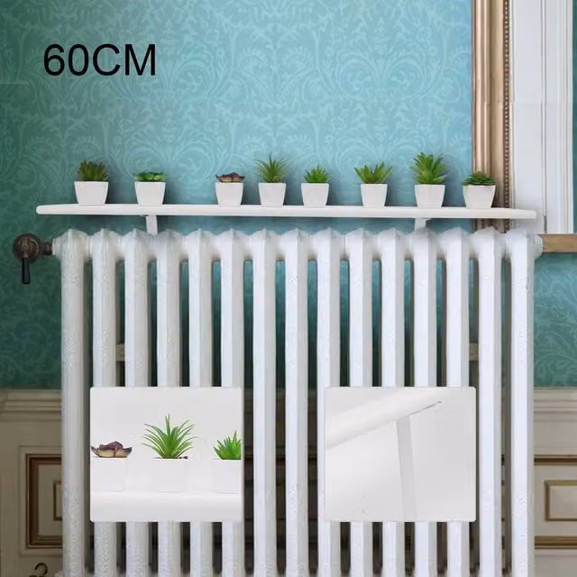 FLAVORA White MDF Radiator Shelves with Wall Brackets, W: 50 cm, D: 14.5 cm, H: 1.8 cm