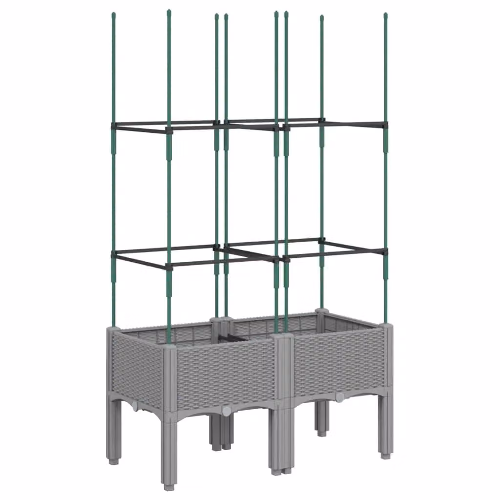 Berkfield Home Garden Planter with Trellis in Light Grey, W: 80 cm, D: 40 cm, H: 142.5 cm – 2