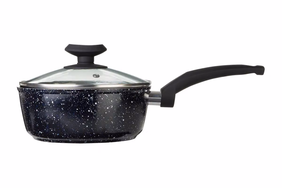 Orsina 18cm Non-Stick Aluminium Saucepan with Glass Lid, Black – 4
