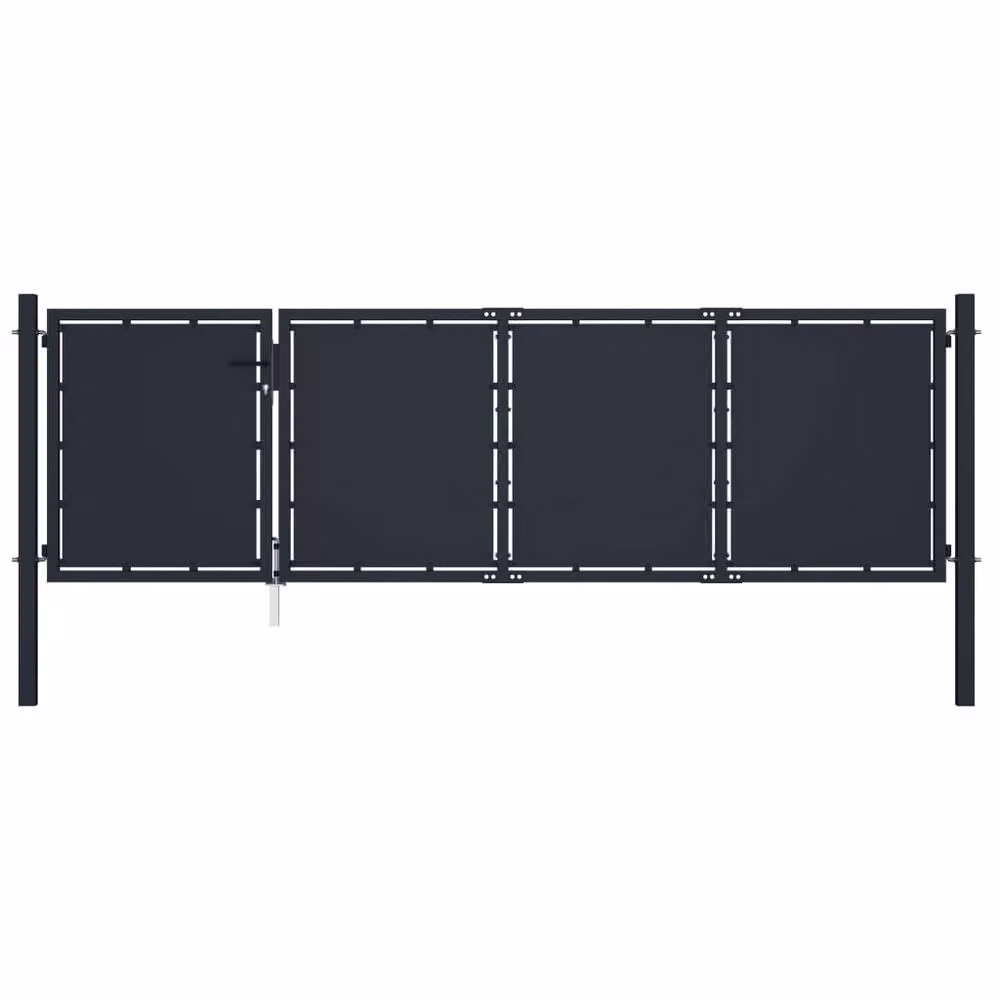 Berkfield Home Anthracite Steel Swing Garden Gate W: 350 cm, H: 100 cm – 2