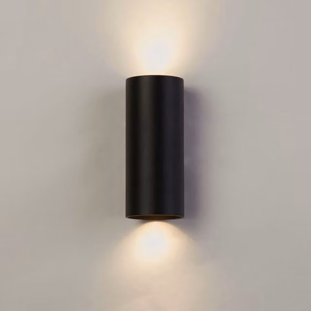Cyls Cylinder Up and Down LED Wall Light, Black Aluminium, Dimmable