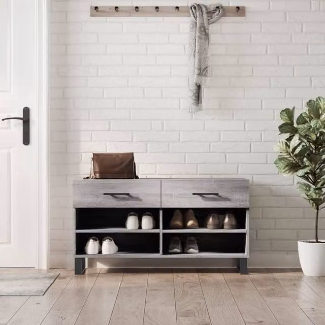 Berkfield Home Grey Sonoma Shoe Bench W/D/H: 102 x 35 x 55 cm – 1