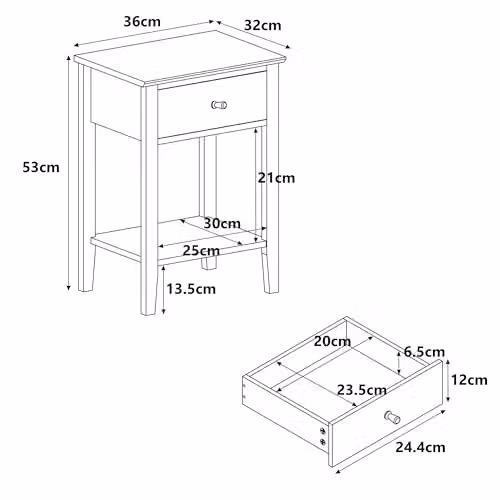 Core Products Henley 1-Drawer Bedside Cabinet in Oak-Effect Brown with Gold Handles – 2