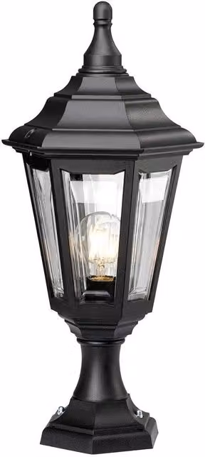 Netlighting Kinsale Black Coastal Pedestal Lantern for Outdoor Garden Use, IP44, E27
