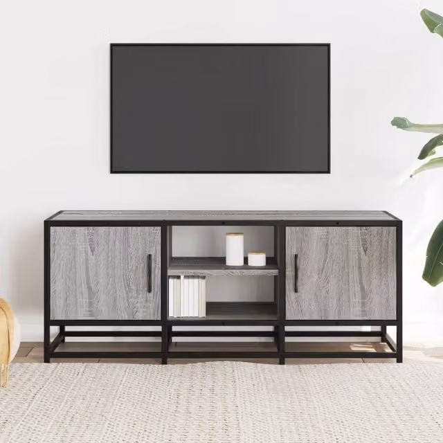 Berkfield Home Grey Sonoma TV Cabinet in Engineered Wood and Metal, W/D/H: 100 x 35 x 41 cm