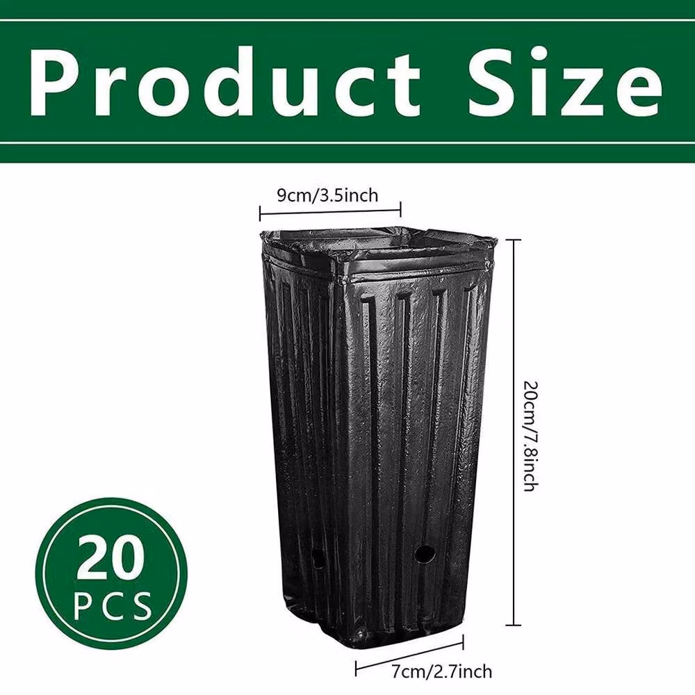 FLAVORA 20 Pack Black Plastic Deep Nursery Planter Pots for Flowers and Plants – 2